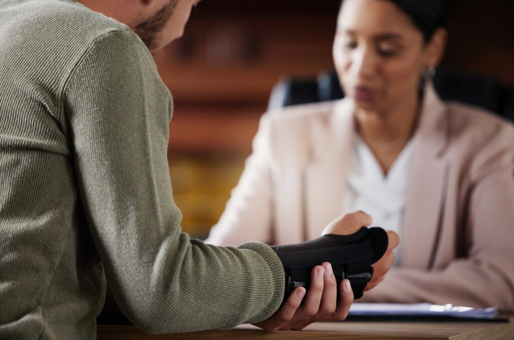attorney attending a compensation insurance client